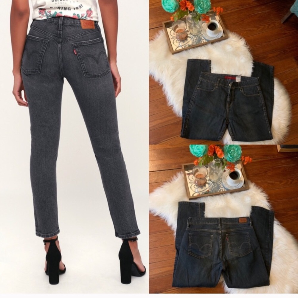 Levi’s High Rise dark grey/blue straight jean 28/6